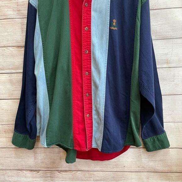 VINTAGE CHAPS RALPH LAUREN COLORBLOCK DENIM SHIRT - Picture 3 of 7